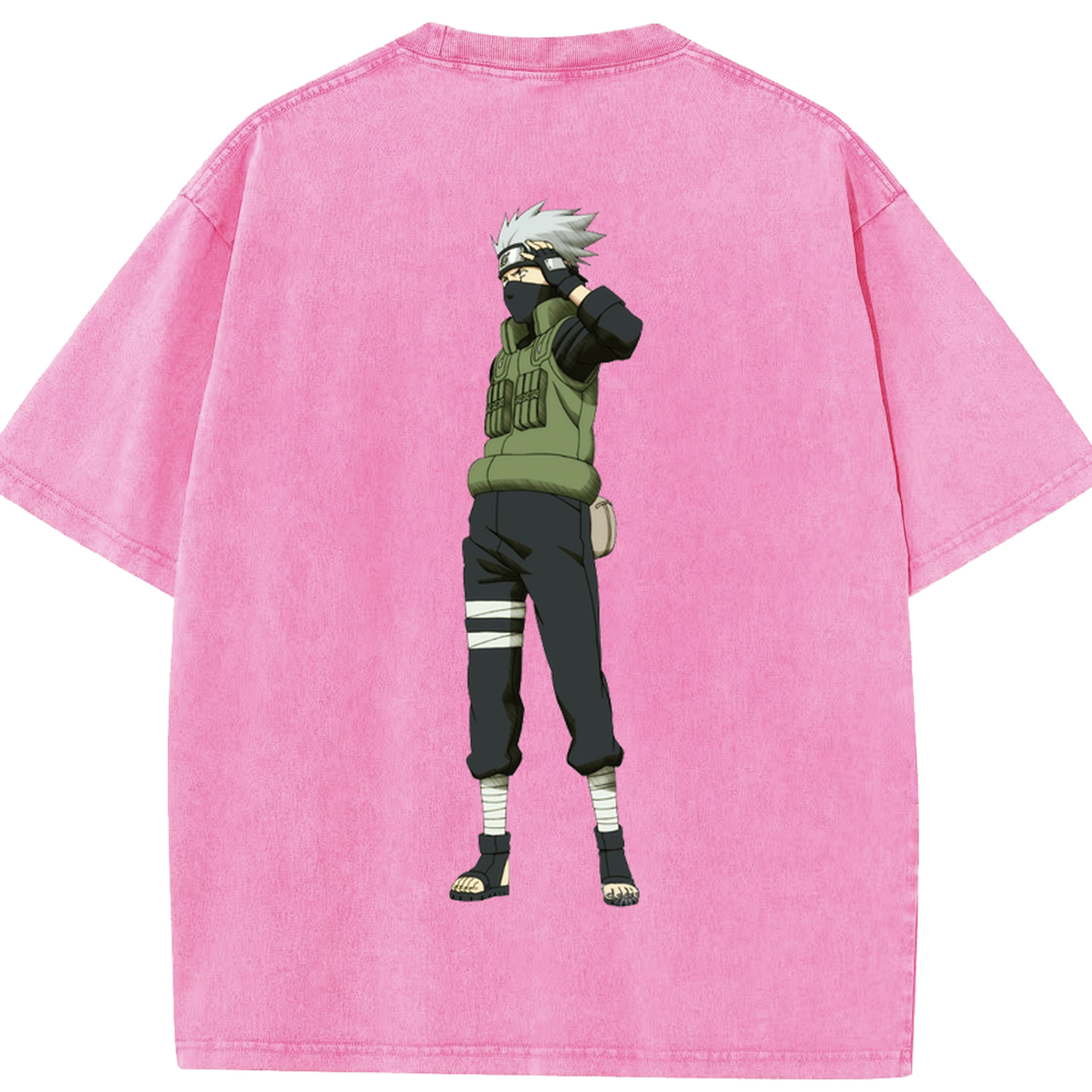 （画像用） NARUTO -ナルト- はたけ カカシ Hatake Kakashi 綿100% ヴィンテージ風 半袖Tシャツ（背面プリント）